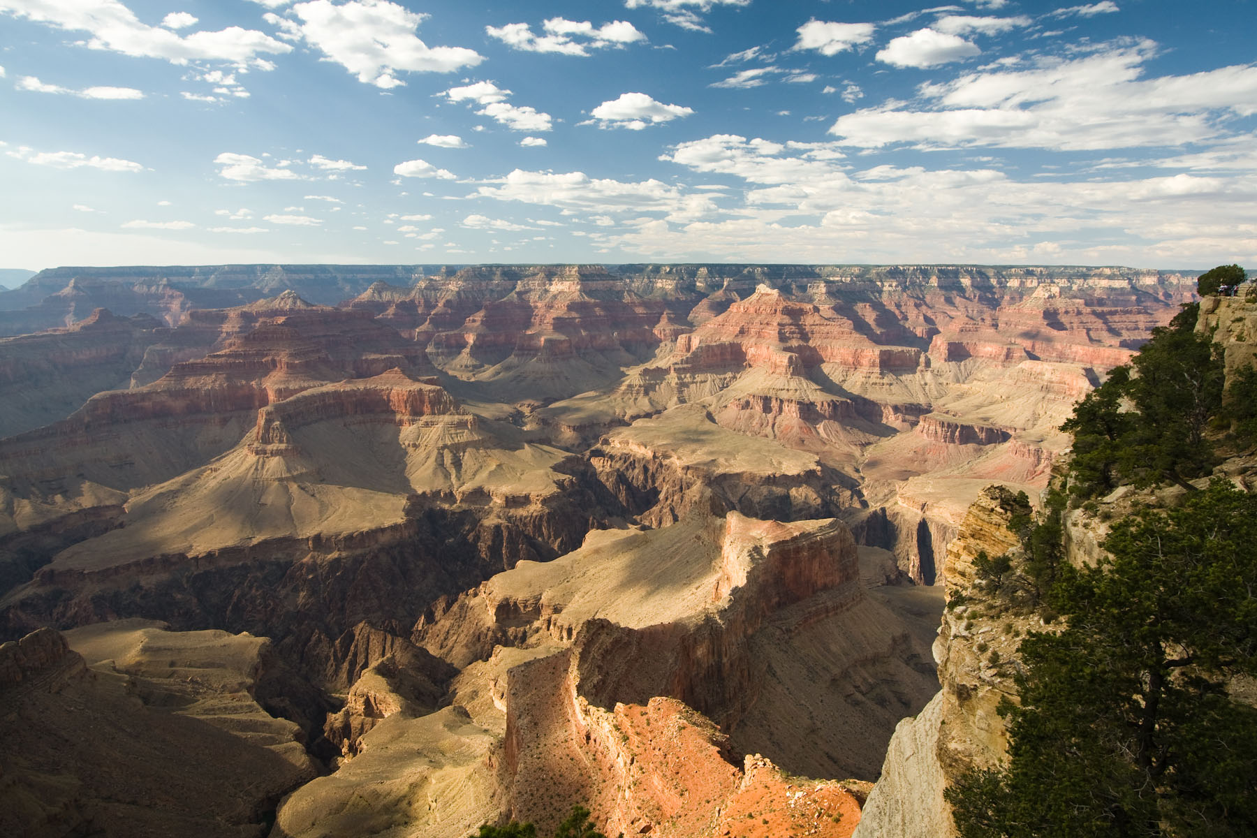 Grand Canyon, Arizona. The canyon, created by the Colorado River over 6 million years, is 277 miles (446 km) long, ranges in width from 4 to 18 miles (6.4 to 24 kilometers), and attains a depth of more than a mile (1.6 km). Image: I, Luca Galuzzi (CC BY-SA 2.5, http://creativecommons.org/licenses/by-sa/2.5), via Wikimedia Commons