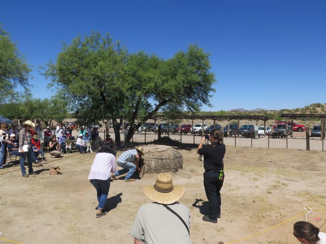 Placing the hot coals