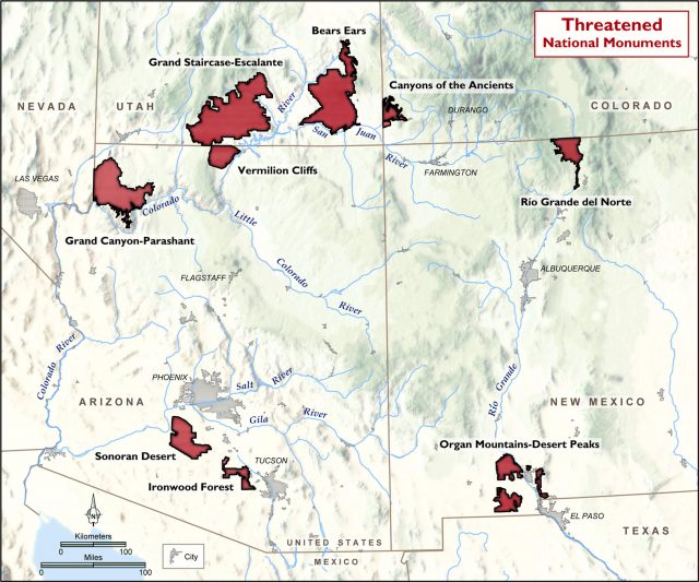 Map of Threatened National Monuments