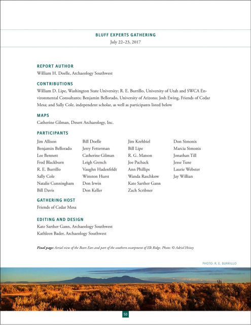 Bears Ears Report--Credits