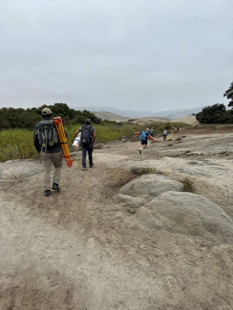 Our team walking into site at Pañamarca, Peru, 2024.
