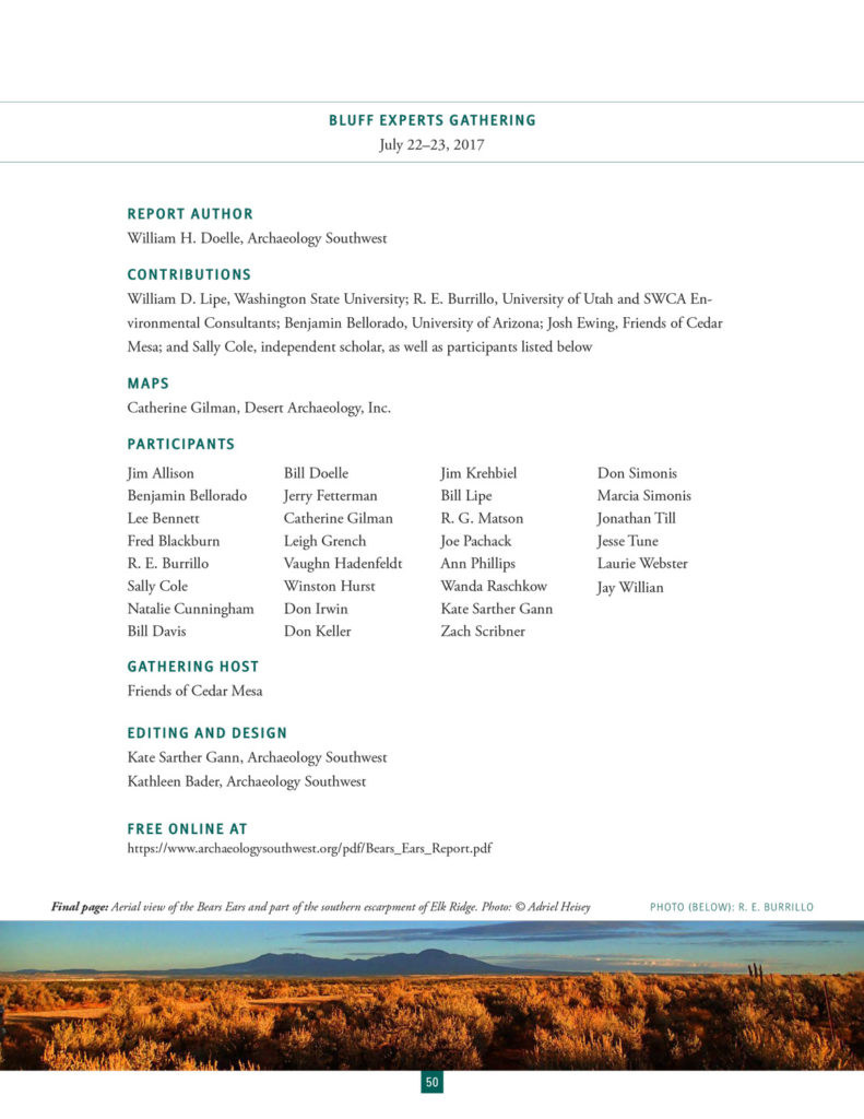 Bears Ears Report Credits Page