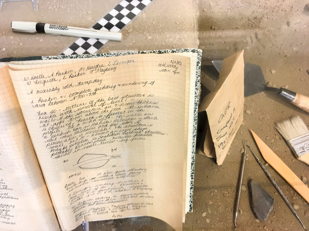 Field notes on display in the museum.