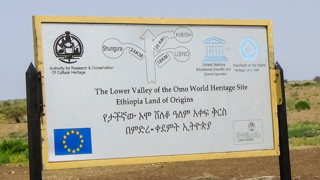 Our visit to Usno, one of the heritage site’s three primary localities, illustrated the critical tension between state-based, “top-down” findings of heritage significance (for example, OUV) and community-based, “bottom-up” interests in maintain traditional patterns of land and resource use without having to deal with tourists, bureaucrats, and experts insisting on preservation. Challenges linked to establishment and maintenance of site boundary markers, as well as way-finding and interpretive signs, are especially difficult in extremely remote locations, including the South Omo. Image: J.R. Welch