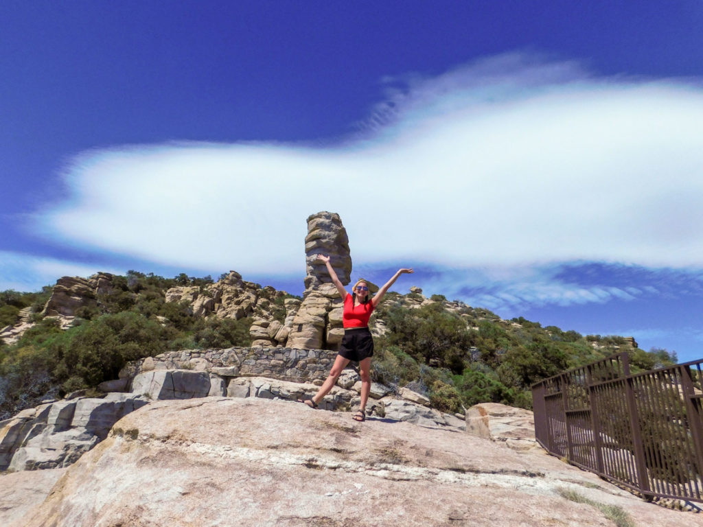 Me atop a large boulder at Mt. Lemmon’s Windy Point Vista. Image: Allen Denoyer