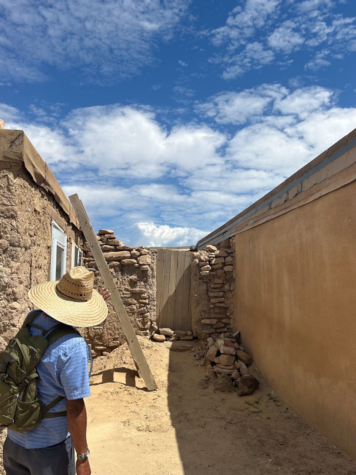 Gooby leading us through the Pueblo of Acoma.