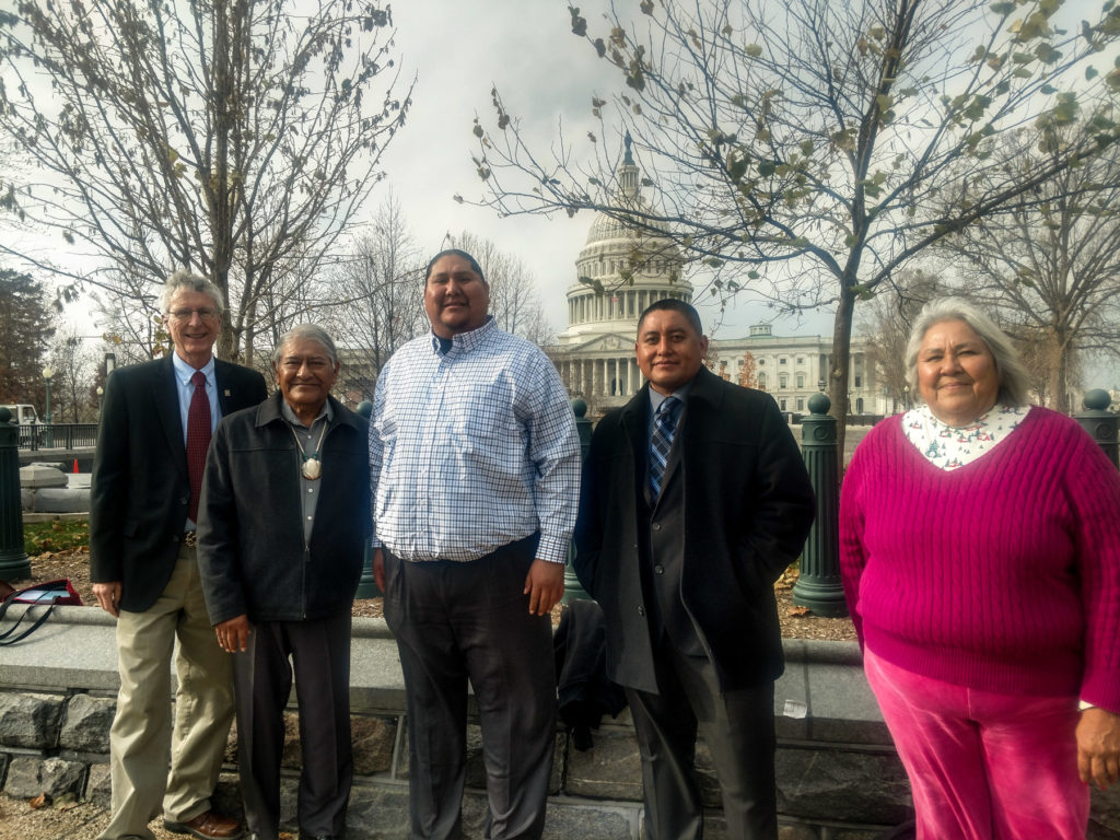 At the Capitol. From left to right: Bill Doelle, Barnaby Lewis, Albert Nelson, Alvin Antone, Gloria McGee. Image: Janelle DiLuccia