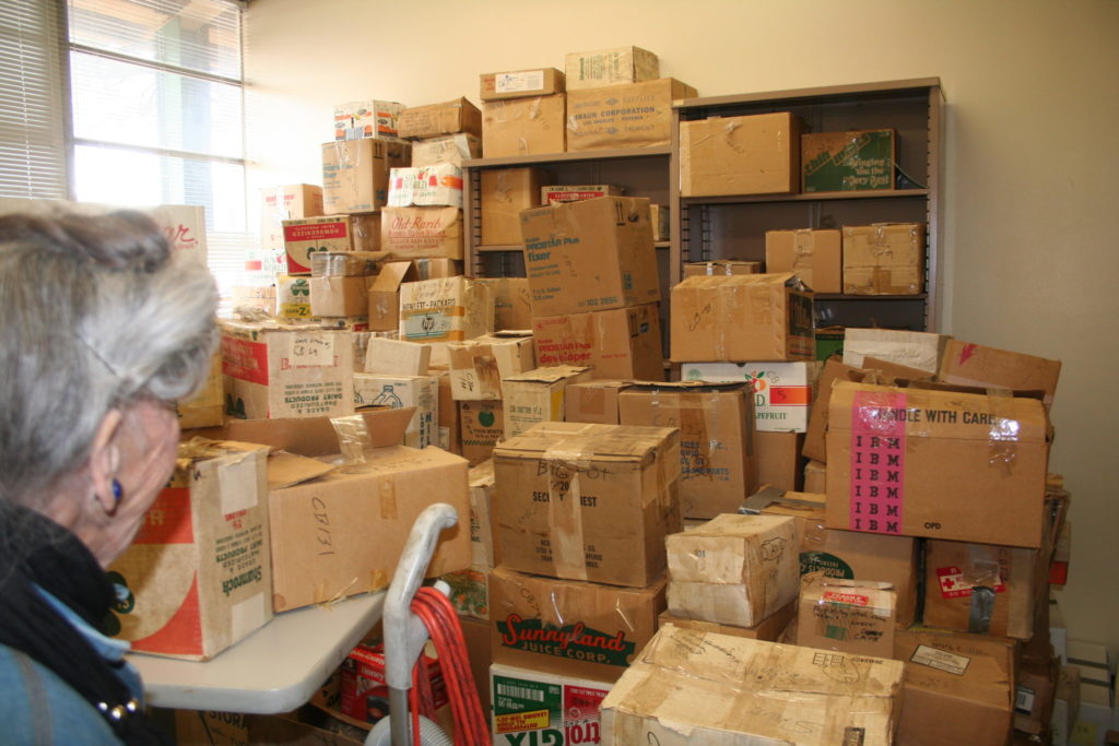 Just a few of the more than 150 boxes, prior to any processing.