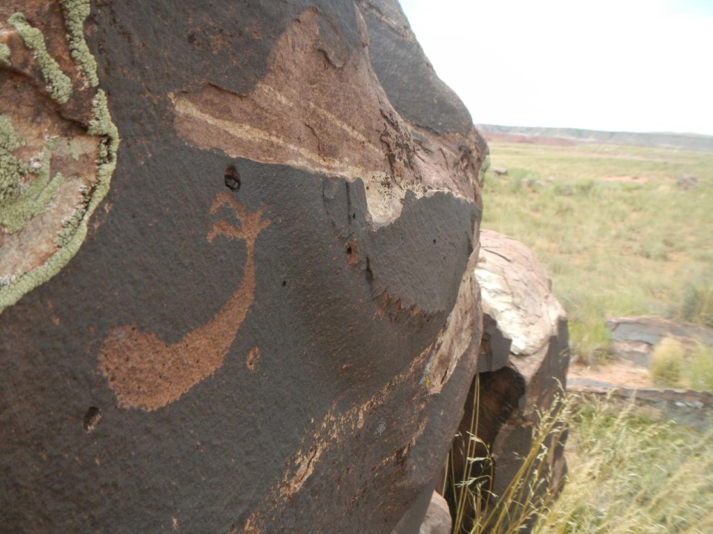 Ancestral Pueblo petroglyph found in the Painted Desert Wilderness of Petrified Forest National Park.