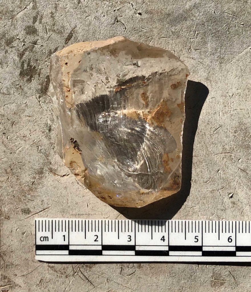 This is a thick flake from a large quartz crystal I gathered many years ago in the Patagonia Mountains south of Tucson.