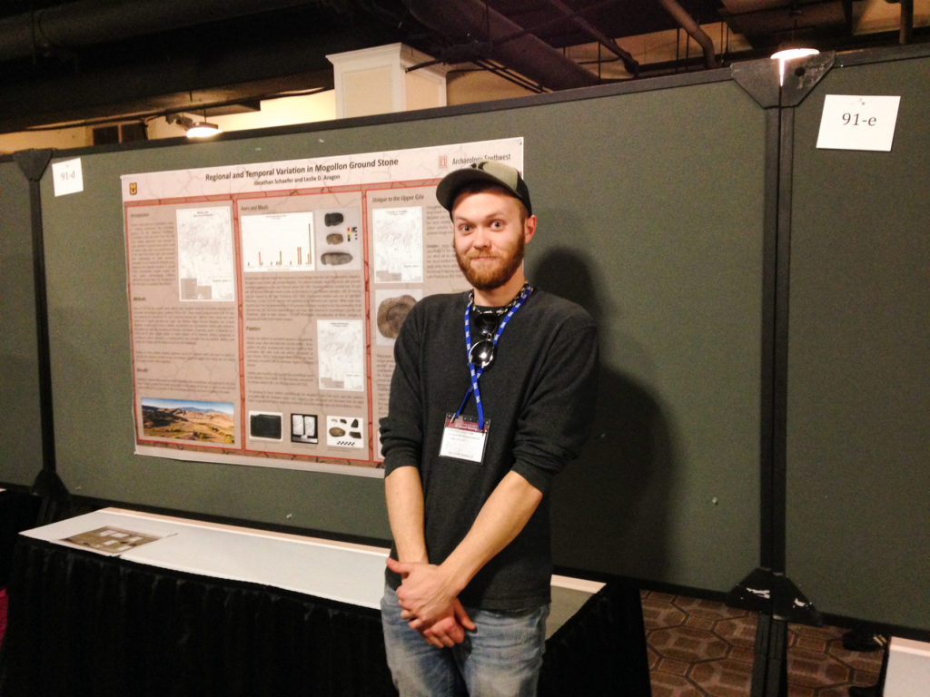 2017 field school student Johnny Schaefer was excited to present his research on ground stone in the Mogollon region. He successfully defended his undergraduate honors thesis on this topic the following week at the University of Missouri.