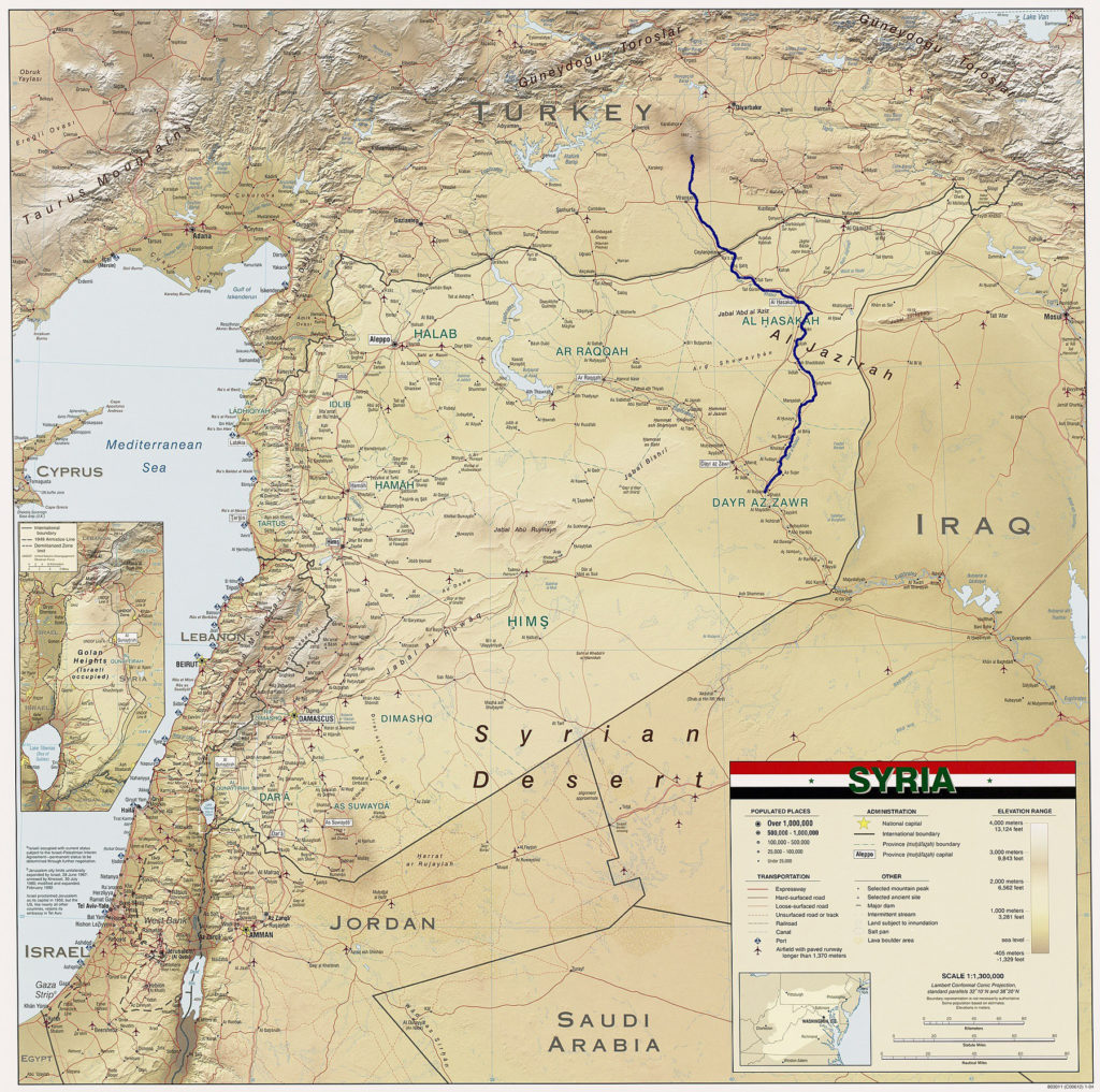 Map highlighting the Khabur River. By קרלוס הגדול Courtesy of Wikimedia Commons