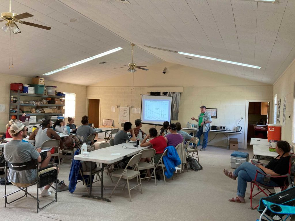 Field school students learning about archaeological plant remains