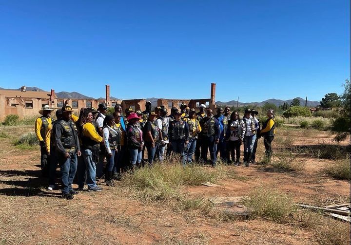 Members of the National Buffalo Soldier Motorcycle Club visit the Camp on October 9, 2021. Image courtesy of the Friends of Camp Naco Facebook page