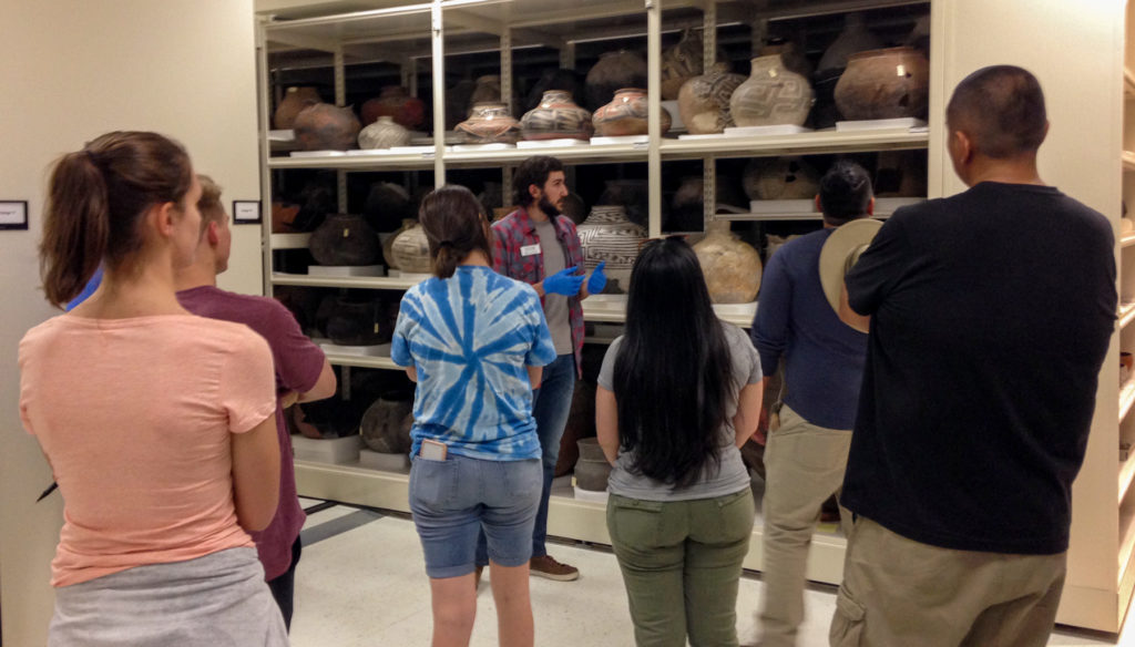 Riley Duke (UGPA 2014) gives our group a tour of the Arizona State Museum’s pottery vault.