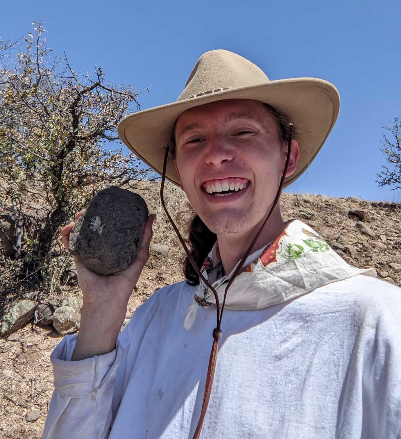My elation upon finding the 2.55-pound obsidian nodule.