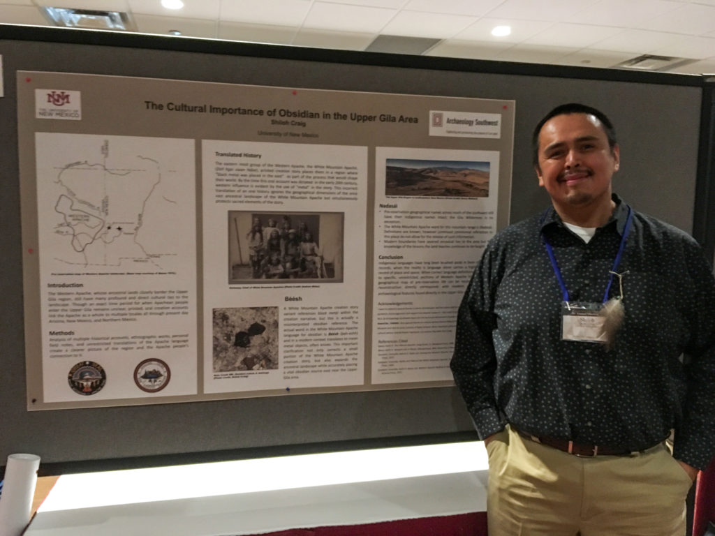 Shiloh Craig (2018 field school and University of New Mexico undergraduate) presents his research on the cultural importance of Mule Creek obsidian in historic and contemporary Apache accounts.