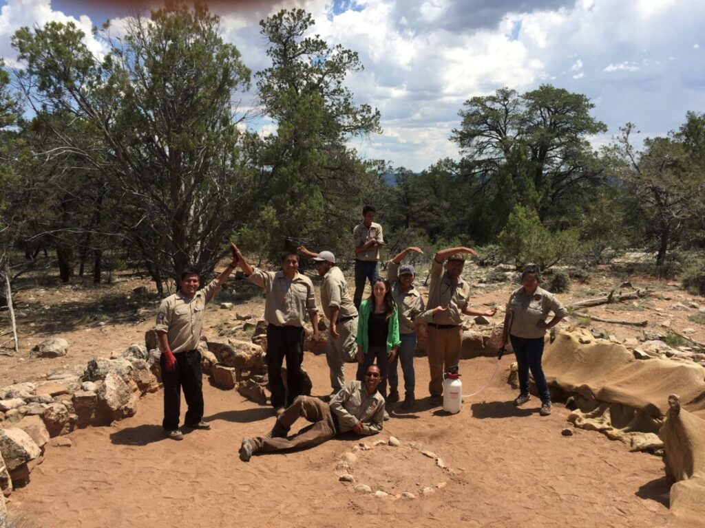 Sky and his first Ancestral Lands Crew after completing some historic preservation work at the Tusayan “Ruins” on the South Rim of Grand Canyon National Park.