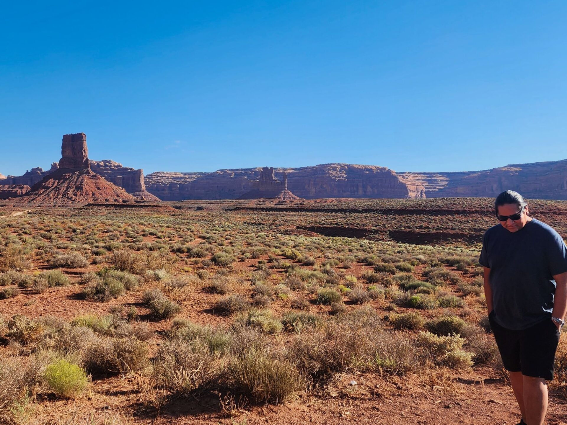 Skylar Begay in the Valley of the Gods while on a 2023 road trip to the Bears Ears. Image: Caitlynn Mayhew