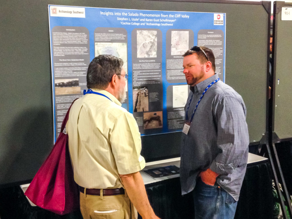 Stephen Uzzle discusses his research poster at the 2018 SAA meeting. This project has become his undergraduate thesis, and he’s returning to present a paper on it at the meetings this year.