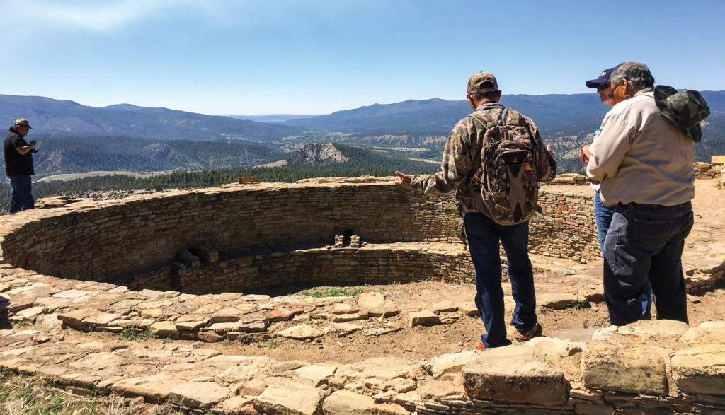 Zuni advisors discuss the great kiva at Chimney Rock National Monument in southern Colorado during a research visit in 2016. Image: Maren P. Hopkins