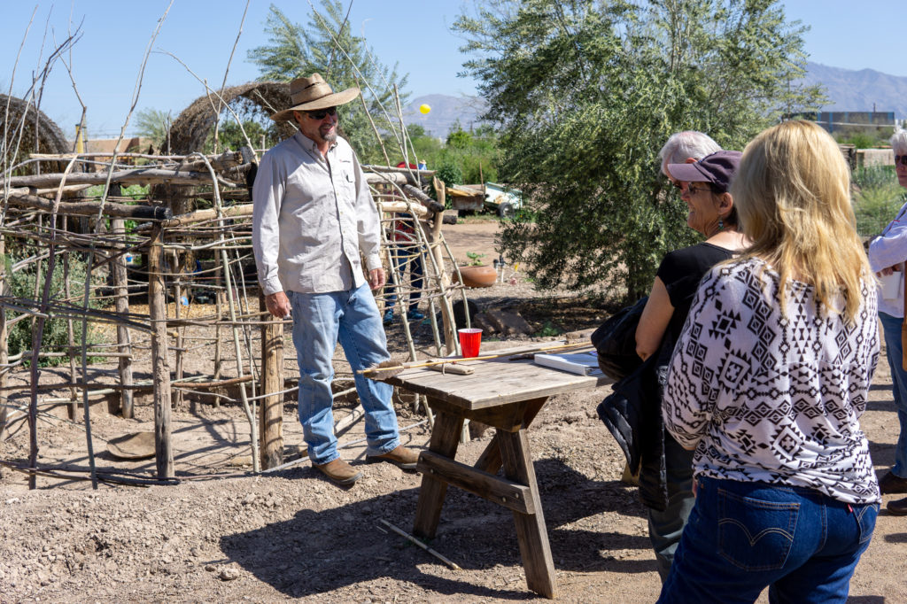 Allen Denoyer discussing our replica pithouse at Mission Garden.