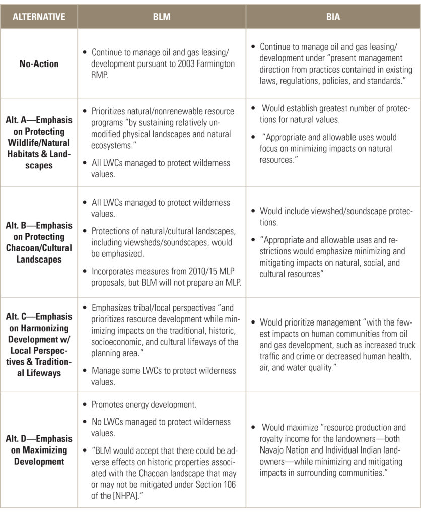 Preliminary Alternatives Table