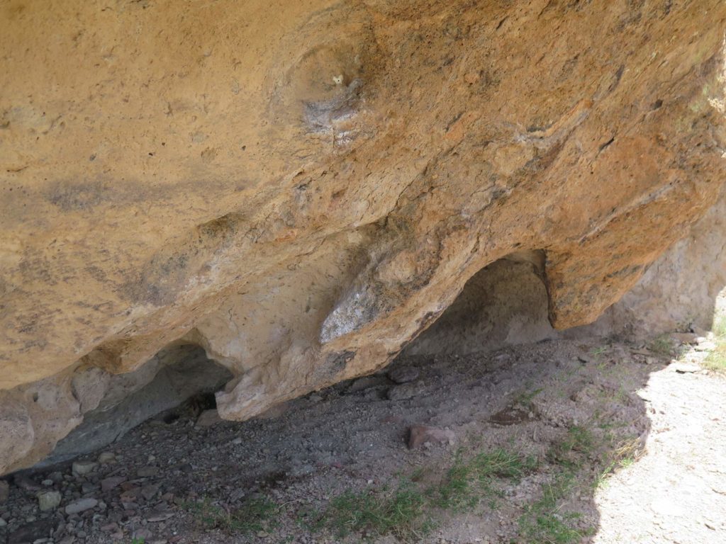 Climber's chalk in a rock shelter