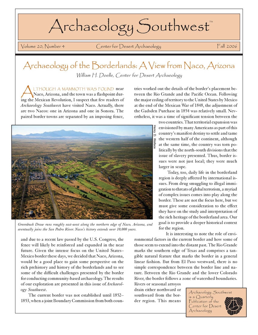 Archaeology of the Borderlands A View from Naco, Arizona (ASW 204) Archaeology Southwest