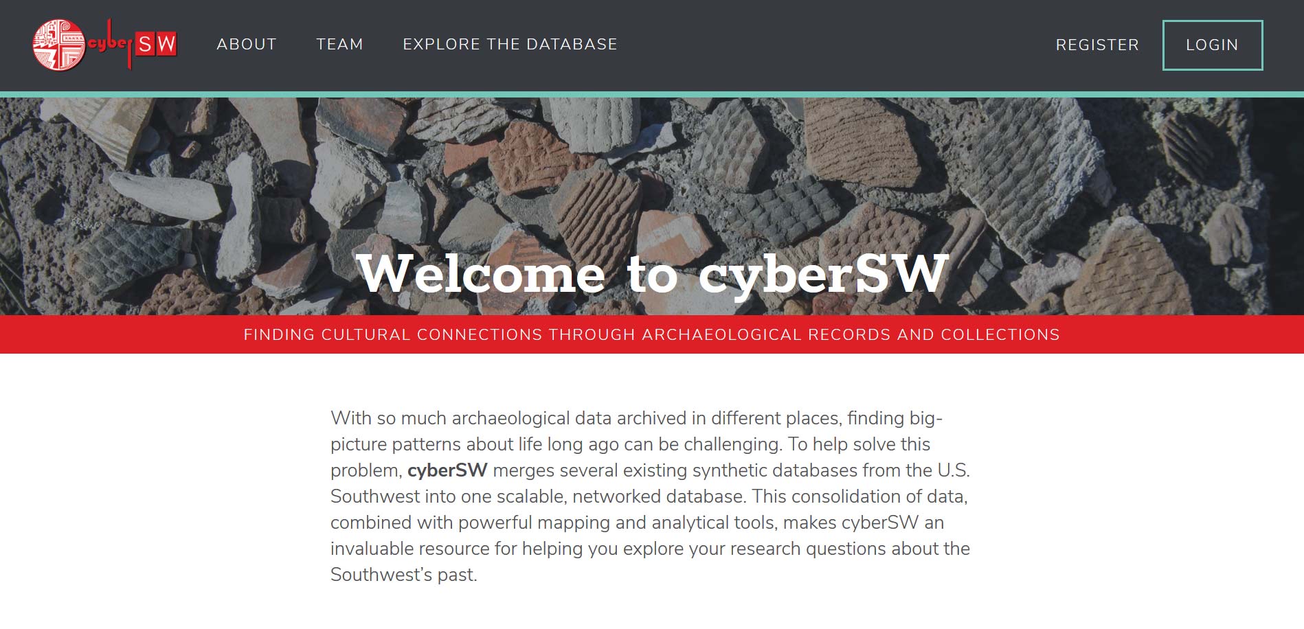 Screenshot of the cyberSW homepage.