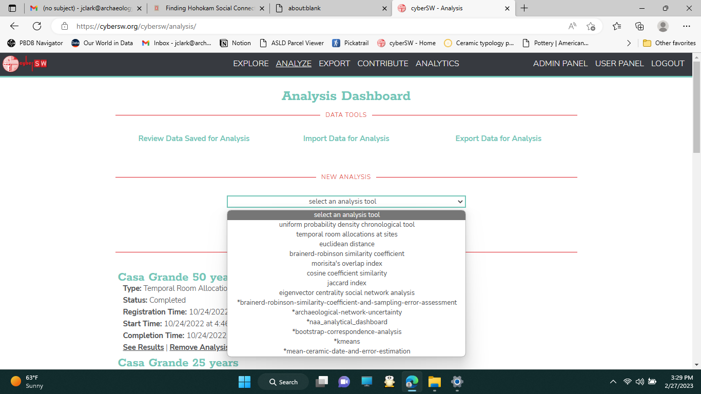 Statistical analyses or analysis scripts available on cyberSW.