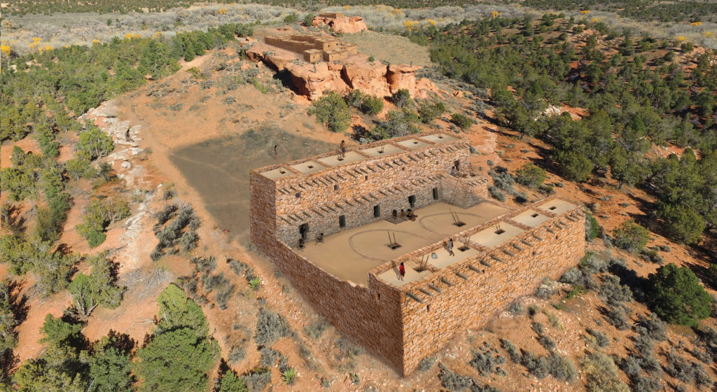 MISS: A visualization of Red Knobs, a Chacoan Great House that is excluded from protection by the Trump proclamation. The visualization is based on a map of the wall remnants at the site that was made by archaeologists. Visualization by Robert B. Ciaccio