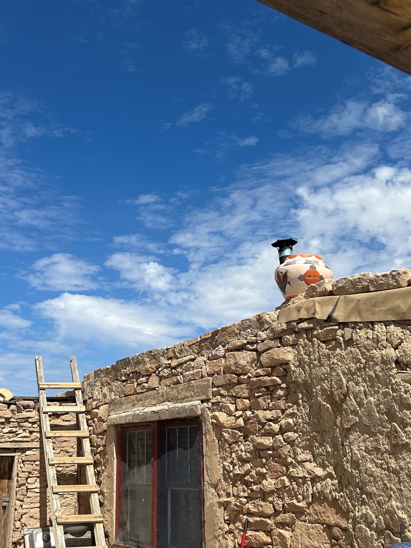 A water jar on the roof of a structure at Acoma.